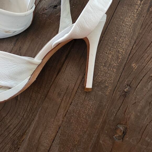 Banana Republic Soft White Leather Ankle Wrap Heels - Picture 4 of 10